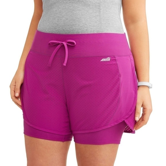 AVIA Womens 2 In 1 Running Shorts Size XXL Wide Elastic Waistband Gym XXL - Picture 1 of 5